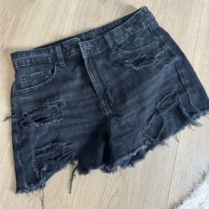 American Eagle Black Denim Crossover Shorts Size 4